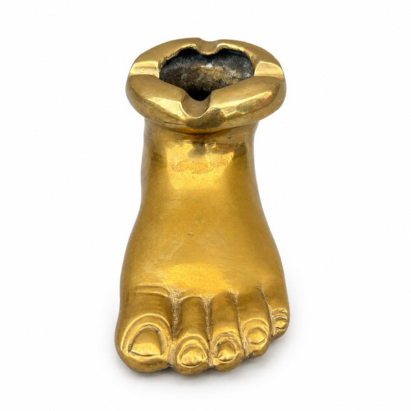 Cendrier vintage en bronze en forme de pied - 14 cm