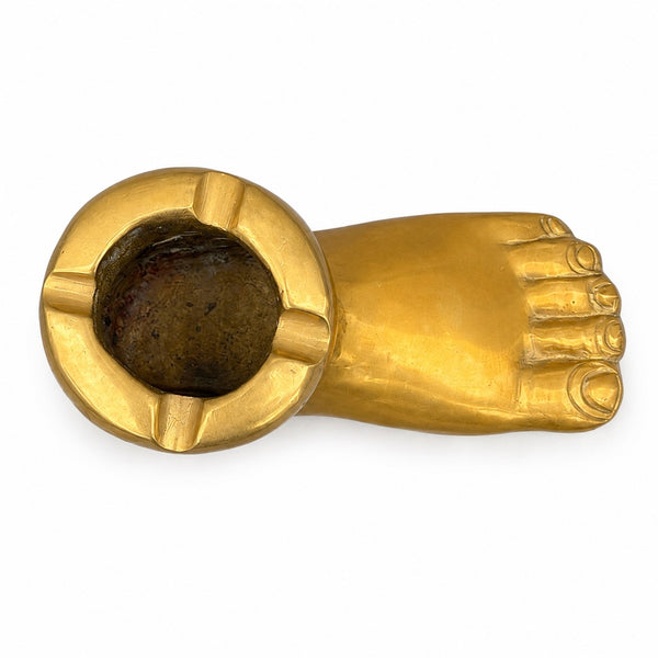 Cendrier vintage en bronze en forme de pied - 14 cm