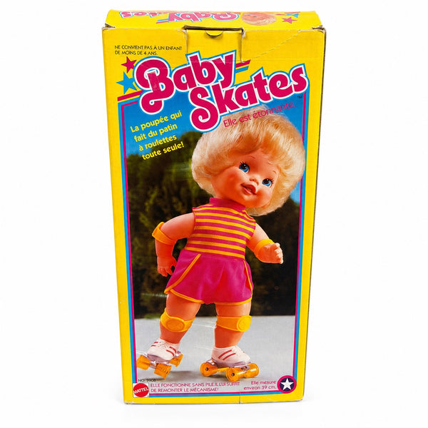 Baby Skates Mattel 1982 – poupée à rollers mécanique avec boîte d’origine et notice