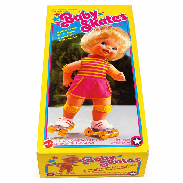 Baby Skates Mattel 1982 – poupée à rollers mécanique avec boîte d’origine et notice