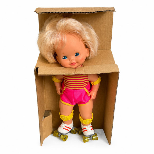 Baby Skates Mattel 1982 – poupée à rollers mécanique avec boîte d’origine et notice
