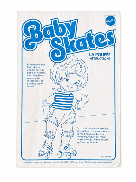 Baby Skates Mattel 1982 – poupée à rollers mécanique avec boîte d’origine et notice