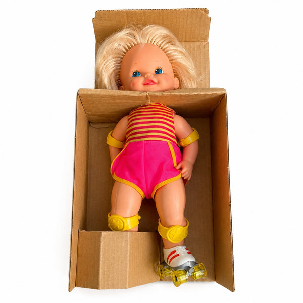 Baby Skates Mattel 1982 – poupée à rollers mécanique avec boîte d’origine et notice
