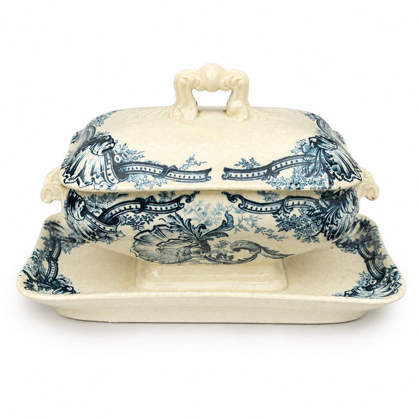 Saucière ancienne Terre de Fer HB & Cie Choisy-le-Roi modèle style Louis XV – fin XIXe / début XXe siècle