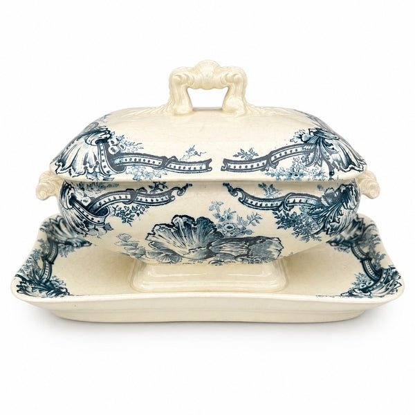 Saucière ancienne Terre de Fer HB & Cie Choisy-le-Roi modèle style Louis XV – fin XIXe / début XXe siècle