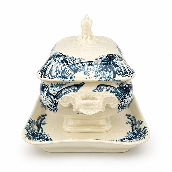 Saucière ancienne Terre de Fer HB & Cie Choisy-le-Roi modèle style Louis XV – fin XIXe / début XXe siècle
