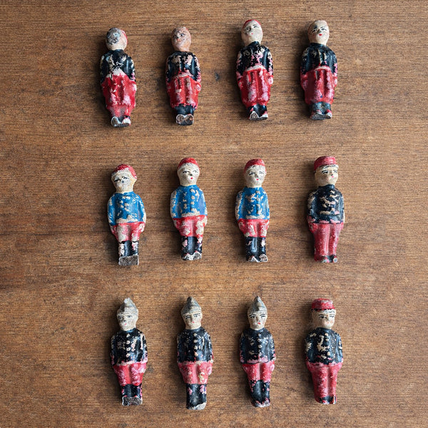 Lot de 12 soldats anciens Bon-Dufour – figurines en composition – France vers 1900
