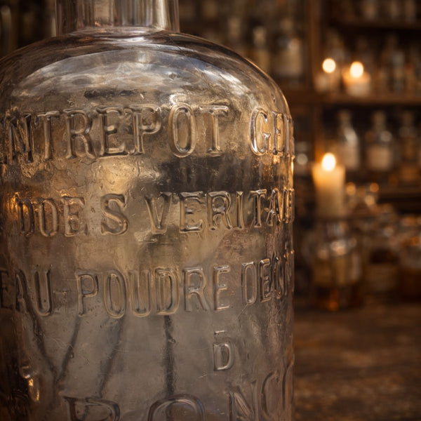 Bouteille ancienne de Pharmacie – Entrepôt Général des Véritables Eau et Poudre Dentifrices de BOTOT