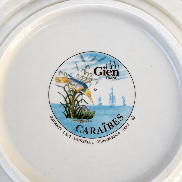 Assiette plate Gien Caraïbes en faïence – Décor polychrome au martin-pêcheur