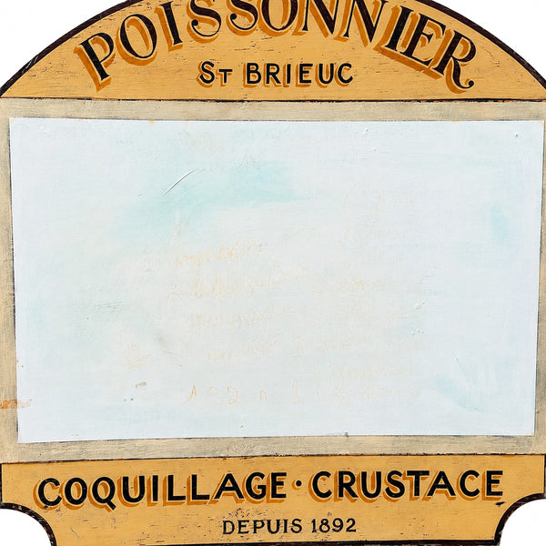Panneau d'affichage vintage Poissonnier Saint-Brieuc en bois peint, années 1990-2000