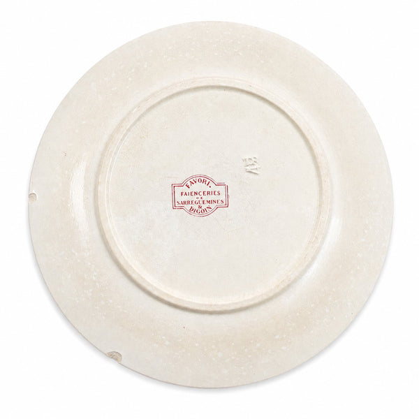 Assiette ancienne en faïence Sarreguemines Digoin – modèle Favori – décor aux oiseaux et fleurs