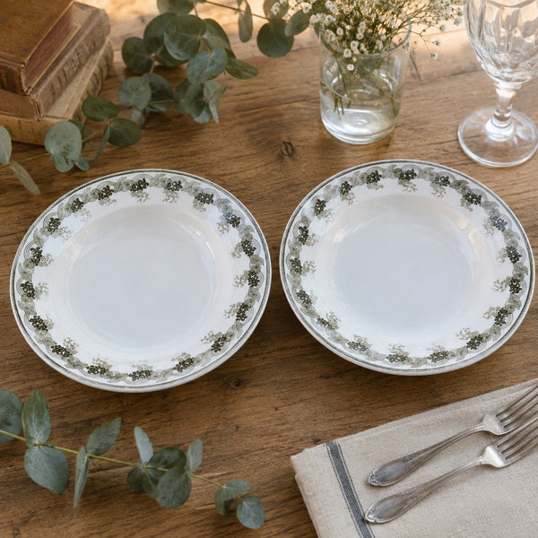Lot de 3 assiettes creuses anciennes en faïence Violetta – Moulin des Loups & Hamage