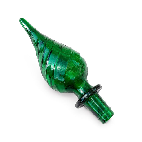 Grande carafe d’Empoli « Génie » 65 cm en verre vert émeraude torsadé