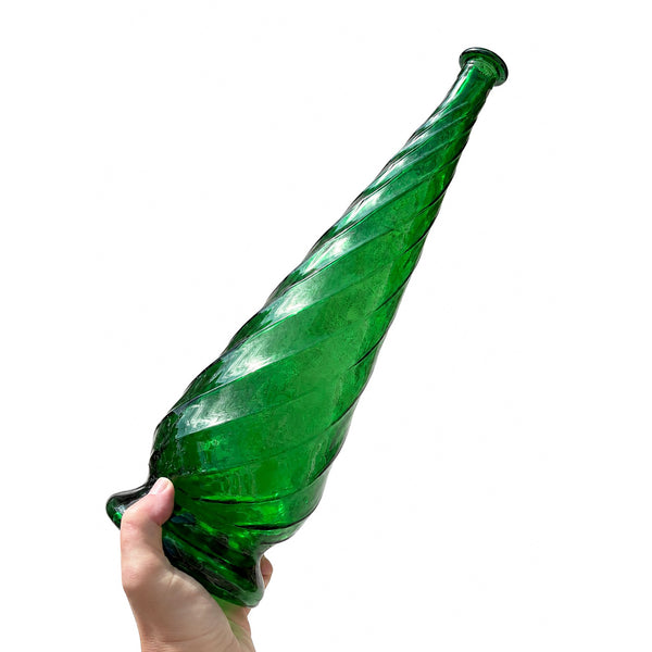 Grande carafe d’Empoli « Génie » 65 cm en verre vert émeraude torsadé