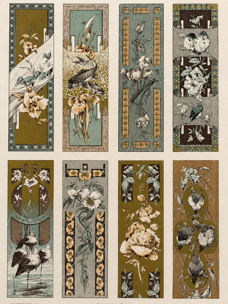 Lithographie ancienne « Fantaisies décoratives », planche 29, par Jules-Auguste Habert-Dys, 1886-1887