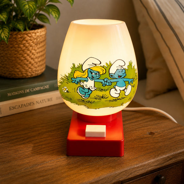 Lampe veilleuse vintage Schtroumpfs avec boîte d’origine – années 1980