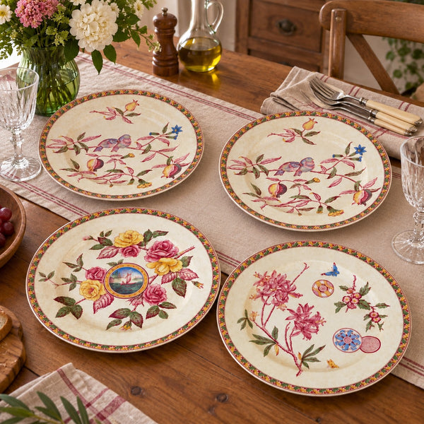Lot de 4 assiettes plates en faïence anglaise Hanley H & R – env. 26 cm