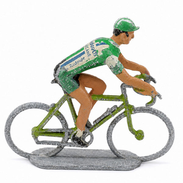 Ancienne figurine cycliste Salza La Redoute Motobécane en zamac peint – Échelle 1:32