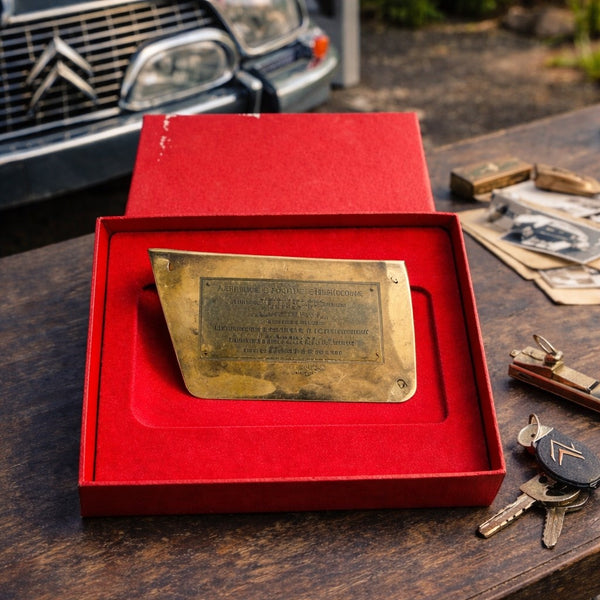 Panneau de porte Citroën Xantia en bronze – pièce commémorative industrielle – écrin d'origine (1993)