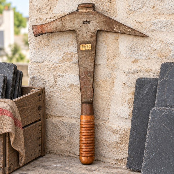 Marteau d’ardoisier ancien Somborn Germany pour droitier à manche en bois – années 1980