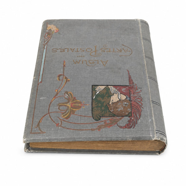 Album ancien vide pour cartes postales CPA Art Nouveau – 50 pages – Capacité 200 cartes