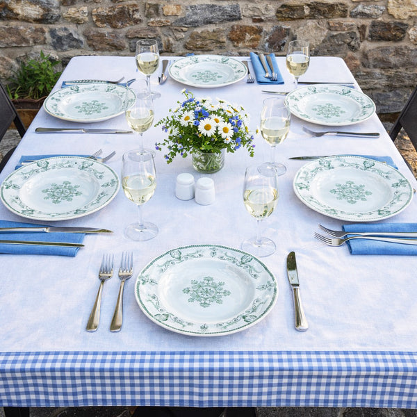 Lot de 6 assiettes creuses anciennes K&G Lunéville – modèle Compiègne, décor vert