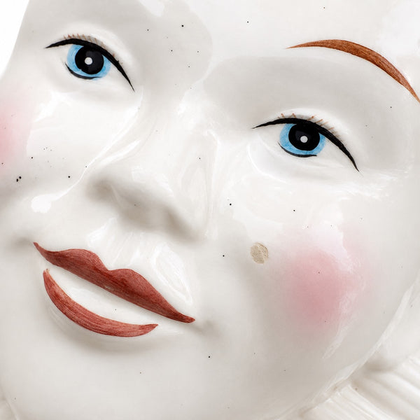 Ancien présentoir à sucettes Pierrot Gourmand double face en faïence des années 1950-1960