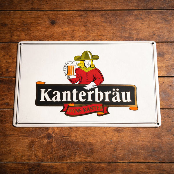 Plaque émaillée publicitaire “Kanterbräu – Hans Kanter” – Emaillerie Belge