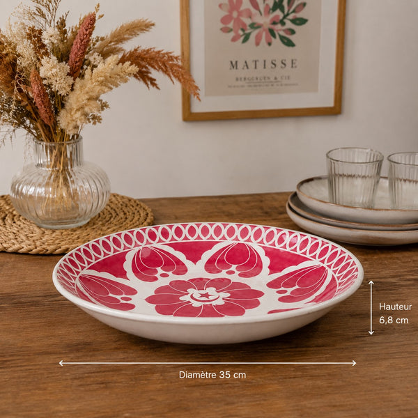 Ancien plat creux & rond Digoin Sarreguemines modèle Aïcha 35 cm en faïence
