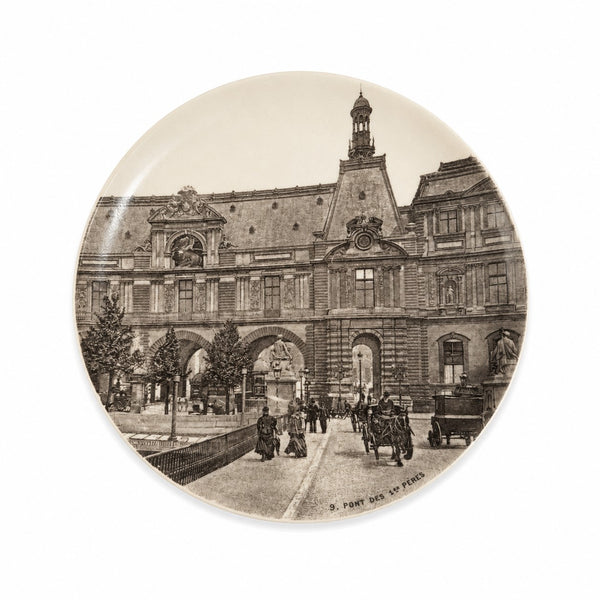 Ancienne assiette à dessert 19,5 cm en faïence HB Choisy-le-Roi – Modèle « Paris - 9. Pont des Sts Pères »