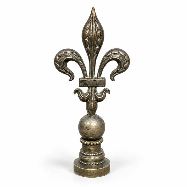 Ancien cachet à cire / sceau monogrammé en métal argenté à fleur de lys