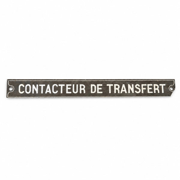 Plaque bandeau SNCF ancienne en aluminium « Contacteur de transfert » – années 1970-1980