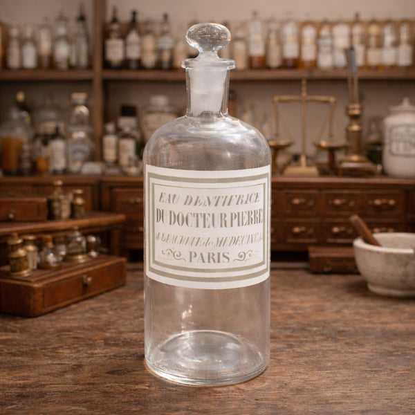 Bouteille ancienne de pharmacie – Eau Dentifrice du Docteur Pierre de la Faculté de Médecine de Paris
