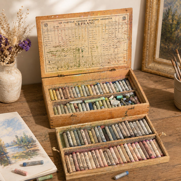 Ancienne boîte Lefranc pour pastels tendres surfins assortis – Réf. 1625