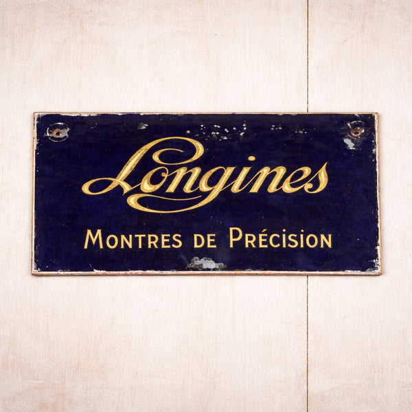 Ancienne plaque / fixé sous verre publicitaire Longines – Montres de Précision