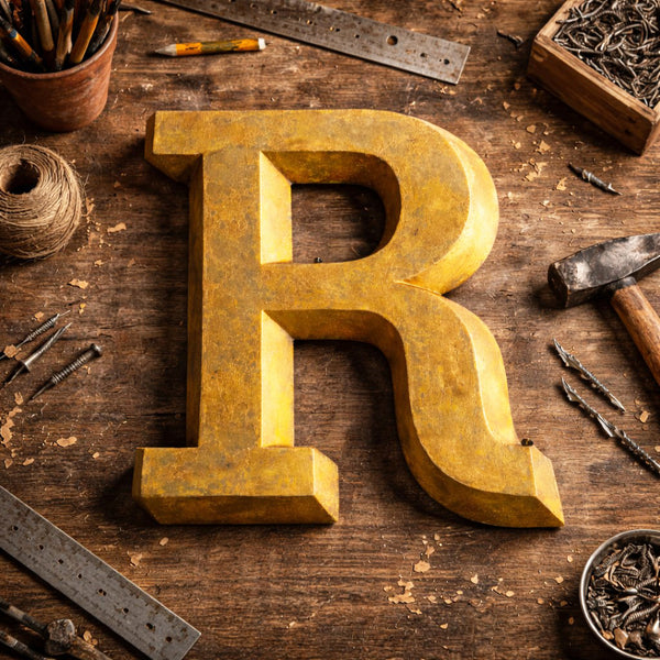 Ancienne lettre "R" en zinc – Enseigne de magasin début XXe siècle - 25,5 cm