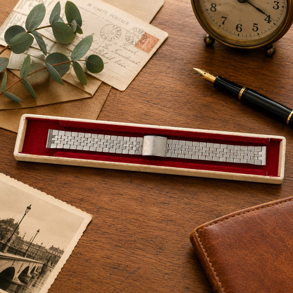 Bracelet de montre extensible vintage ROWI Fixo-Flex en acier inoxydable – Jamais utilisé – Avec boîte d'origine