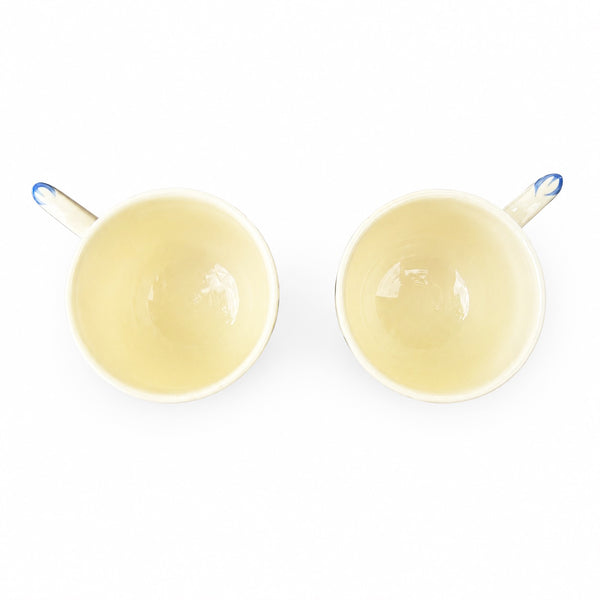 Paire de tasses à café expresso en faïence Gien France – Modèle Corne d'Abondance