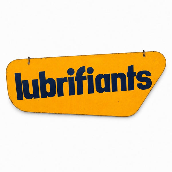 Enseigne / pancarte de présentoir en bois vintage "Lubrifiants" - 69,5 cm
