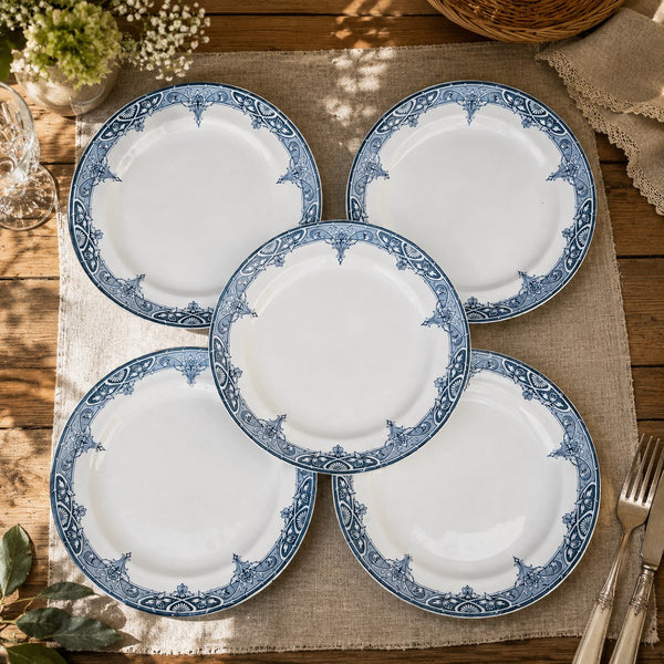 Lot de 5 assiettes plates en faïence Saint-Amand & Hamage modèle Atlantic