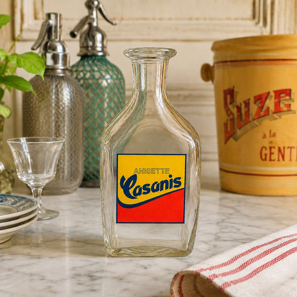 Anisette Casanis – Carafe de bistrot publicitaire ancienne en verre