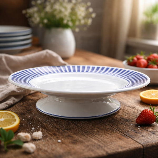 Assiette montée en faïence – modèle “Monique” – C.M. Paris – décor bleu