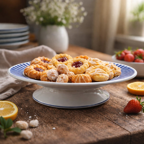 Assiette montée en faïence – modèle “Monique” – C.M. Paris – décor bleu