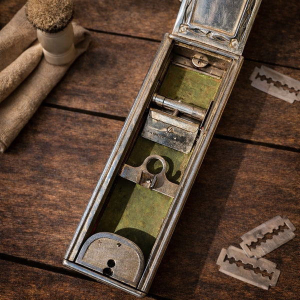 Rasoir de sûreté de voyage Darwin De-Luxe Hollow Ground avec étui métallique