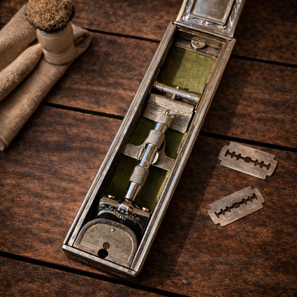 Rasoir de sûreté de voyage Darwin De-Luxe Hollow Ground avec étui métallique