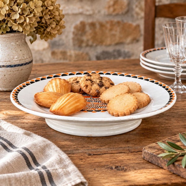 Assiette montée ancienne en faïence de Sarreguemines « Nomeny » – décor Art déco