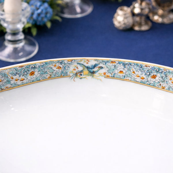 Ancien saladier à décor d’oiseaux – Porcelaine Limoges T.L.B (1918–1939)