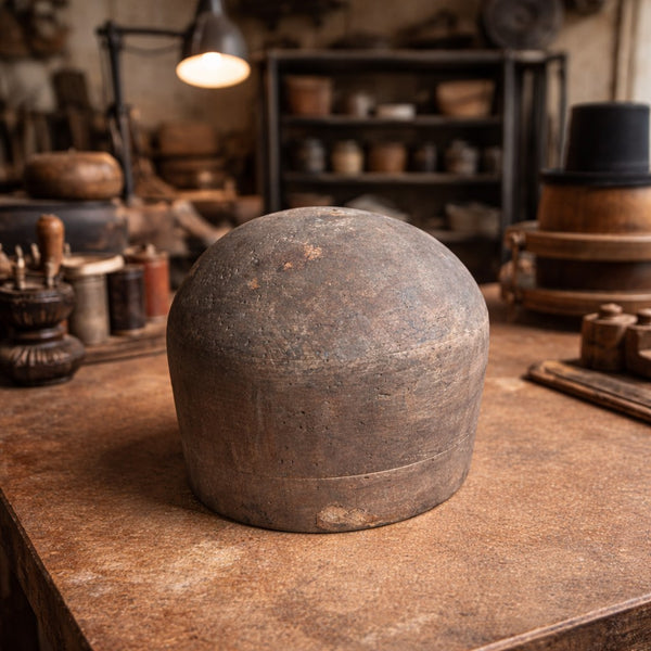 Forme à chapeau de modiste / chapelier – Ancienne forme en bois