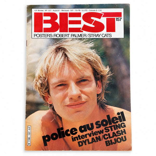 Magazine BEST n°157 – Août 1981 – Sting, Robert Palmer, Dylan, Clash, Bijou