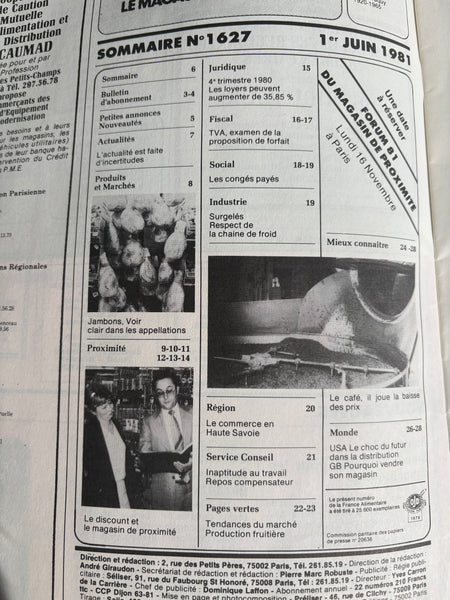 Revue professionnelle vintage "La France Alimentaire" – Numéro 1627 du 1er juin 1981